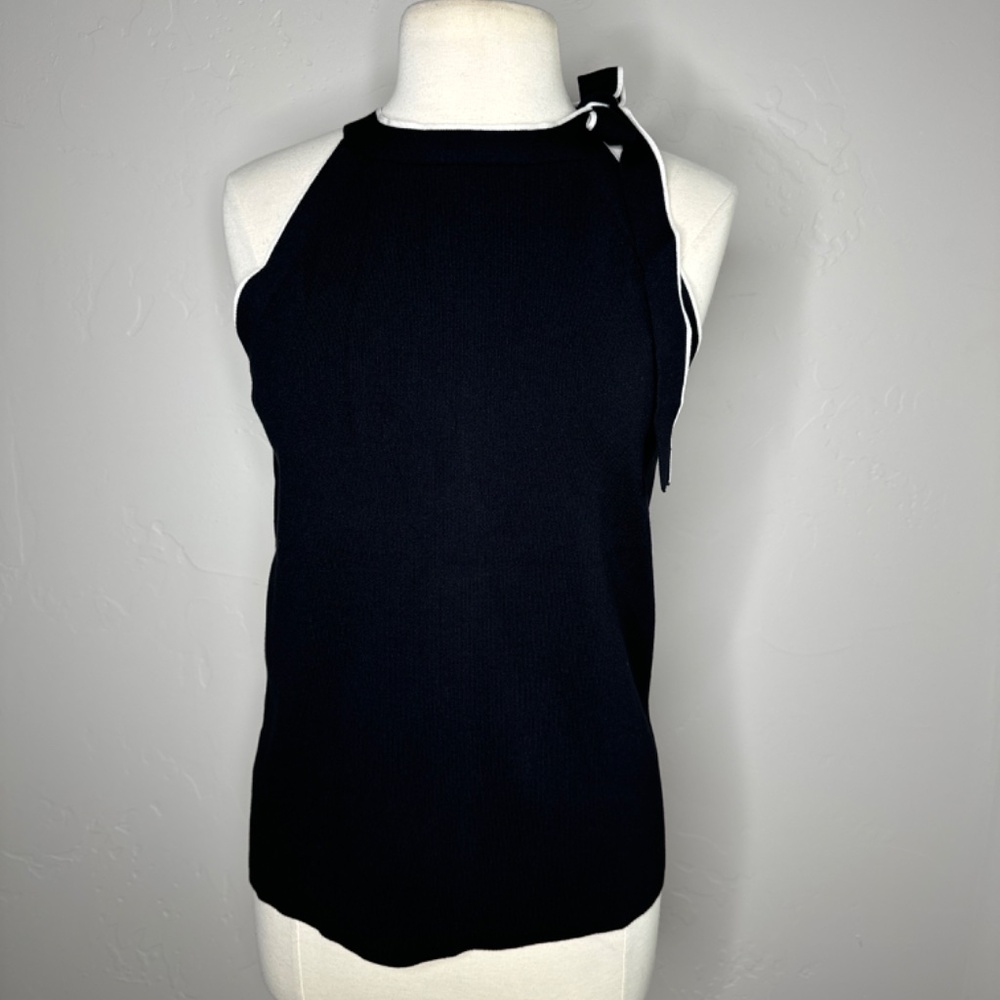 NWT Ann Taylor black with white trim Tie shoulder Size Large Classy & Beautiful